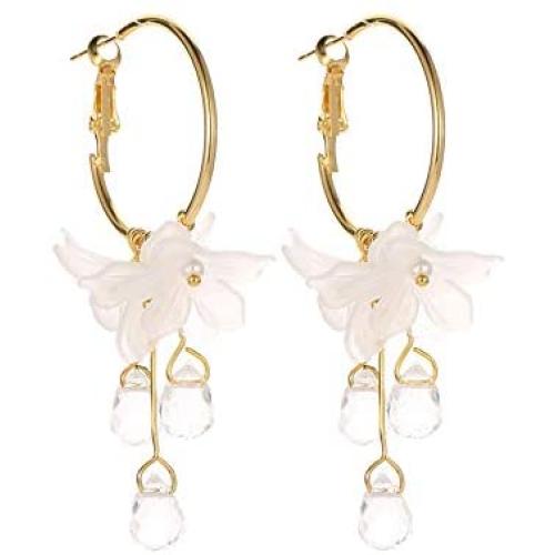 Crystal Flower Earrings Fairy Temperament Water Drop Tassel Earrings Jewelry jewelry