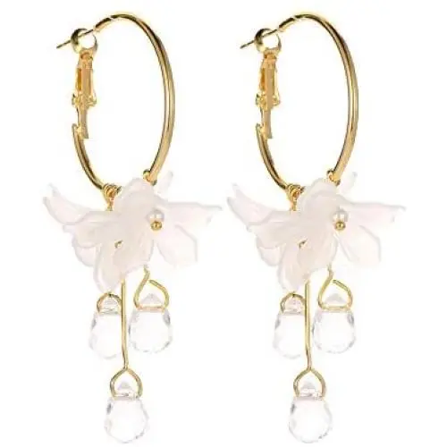 Crystal Flower Earrings Fairy Temperament Water Drop Tassel Earrings Jewelry jewelry