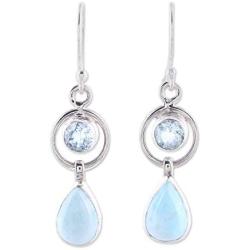 NOVICA Multi-Gem Larimar .925 Sterling Silver Dangle Earrings, Gleaming Daylight