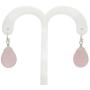 FRONAY Natural Gemstone Rose Quartz Dangle Drop Earrings - Handmade Sterling Silver Jewelry for Women