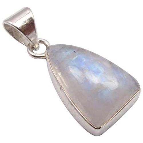 SilverStarJewel Blue Rainbow Moonstone Pendant 2.8 cm Solid Sterling Silver Made In India