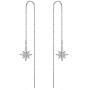 AOBOCO Sterling Silver Polaris Snowflake Thread Earrings, Crystal from Austria, Hypoallergenic North Star Dangle Drop Earrings, Fine Jewelry Gifts for Women