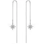 AOBOCO Sterling Silver Polaris Snowflake Thread Earrings, Crystal from Austria, Hypoallergenic North Star Dangle Drop Earrings, Fine Jewelry Gifts for Women