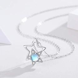 Star Necklace 925 Sterling Silver Moonstone Star Necklace Rainbow Synthetic Moonstone Necklace Moonstone Jewelry Mother Day Gift for Women Daughter Girlfriend