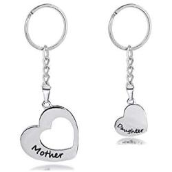 H.ZBRUJ Mothers Day Mother Daughter Necklace Stainless Steel Set of 2 Matching Heart Mom and Me Jewelry Dog Tag for Birthday