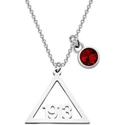 BAUNA Delta Sigma Theta 1913 Necklace Red Rhinestones DST Necklace Jewelry for Sorority Girls