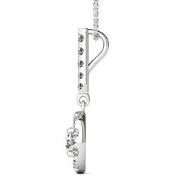 Vaarya 14K White Gold Diamond Halo Stick Pendant Necklace (3/4 Ct tw, AGS Certified GH+/SI2-I1+)