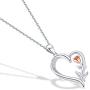 NINAMAID Valentines Day Gifts Womens Flower Rose Necklace 925 Sterling Silver Love Heart Pendant Necklace Jewelry for Womens Girls Wife Adjustable Chian with 5A Cubic Zirconia