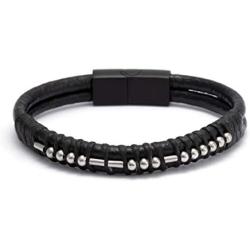 MEMGIFT Bad Ass Morse Code Leather Bracelets for Men Funny Inspirational Gifts for Her Mom Son Daughter Sister Best Friend Beads Wrap Bracelet