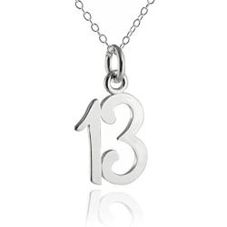 FashionJunkie4Life Sterling Silver Number 13 Charm Necklace, Thirteen 13th Birthday Anniversary Sports Team Milestone