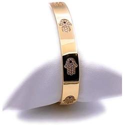 LESLIE BOULES 18K Gold Plated Hamsa Hand Cuff Bracelet for Women Lucky & Protection Jewelry for Her