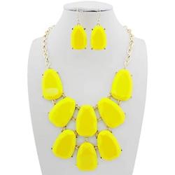 Firstmeet Statement Bubble Chunky Pendant Necklace with Earrings (XL-1123)
