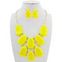 Firstmeet Statement Bubble Chunky Pendant Necklace with Earrings (XL-1123)