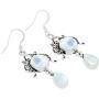 Natural Moonstone Lapis Malachite earrings Two Stone 925 Silver Overlay handmade Dangle Earrings for Women