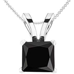 Dazzlingrock Collection 10K Gold Princess Cut Black Diamond Ladies Solitaire Pendant