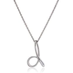Sterling Silver Cursive Script Initial ''D'' Pendant Necklace, 18''