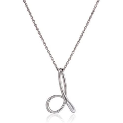 Sterling Silver Cursive Script Initial ''D'' Pendant Necklace, 18''