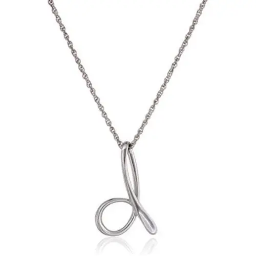 Sterling Silver Cursive Script Initial ''D'' Pendant Necklace, 18''
