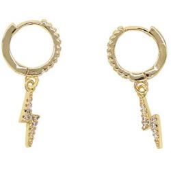 ATJMLADYJEWELRY Delicate danity Lightning Charms cz Dangle Charm Earring Simple Classic Jewelry