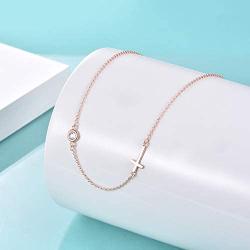 Tiny Cross Choker Necklace for Women Sterling Silver Faith Necklace Dainty Pendant Necklace Birthstone Crucifix Cute Jewelry