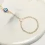 YienDoo Fashion Gold Evil Eye Bracelet Finger Chain Hand Harness Exquisite Blue Evil Eye Slave Bracelet Jewelry for Women and Girls