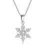 Silver Snowflake Jewelry Set for Women, 925 Sterling Silver Snowflake Stud Earrings & 45cm Necklace Pendant Set, with White AAA Cubic Zirconia, Perfect Christmas Gift for Ladies Girls