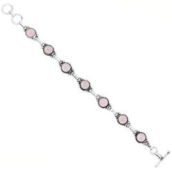 Rose Quartz Bracelet 925 Silver Overlay Handmade Boho Style Jewelry