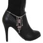 TFJ Women Ethnic Fashion Bling Jewelry Boot Bracelet Antique Silver Metal Chain Shoe Anklet Purple Star Charm
