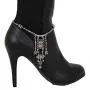 TFJ Women Ethnic Fashion Bling Jewelry Boot Bracelet Antique Silver Metal Chain Shoe Anklet Purple Star Charm