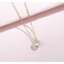 FANCIME 14K Solid Real Yellow Gold Round/Emerald Cut CZ Cubic Zirconia Diamond Pendant Necklace Fine Jewelry Gift for Women Girls 16+2 inch Extender