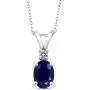 Gem Stone King 925 Sterling Silver Blue Sapphire and White Diamond Pendant Necklace For Women (1.87 Ct Oval with 18 Inch Silver Chain) Gem Stone King 925 Sterling Silver Blue Sapphire and White Diamond Pendant Necklace For Women (1.87 Ct Oval with 18 Inch Silver Chain)