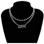 YERTTER Dainty Double-layer Beads Chain Love Chain Choker Necklace Jewelry Women Statement Chunky Chain Necklace for Party Prom