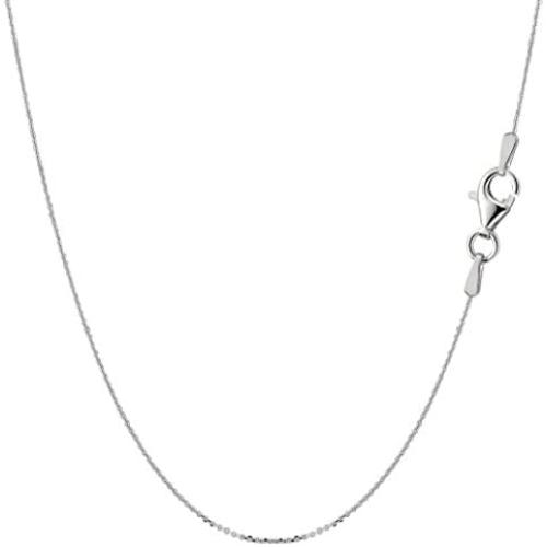 Sterling Silver Rhodium Plated Cable Chain Necklace, 0.6mm