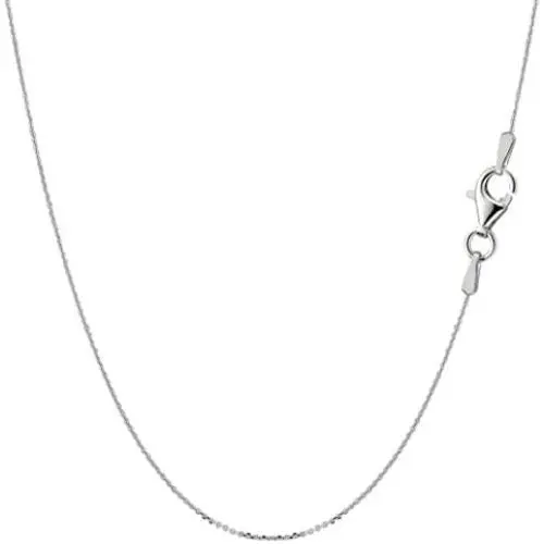 Sterling Silver Rhodium Plated Cable Chain Necklace, 0.6mm Sterling Silver Rhodium Plated Cable Chain Necklace, 0.6mm