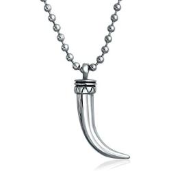 Bling Jewelry Italian Horn Protection Tooth Amulet Pendant Necklace for Women for Men Stainless Steel with Chain