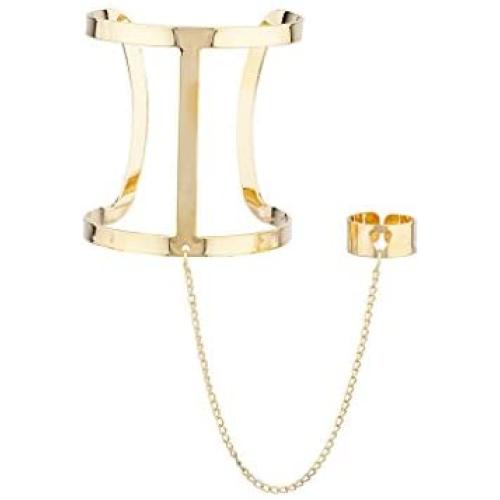LUX ACCESSORIES Caged Cuff Hand Chain Link