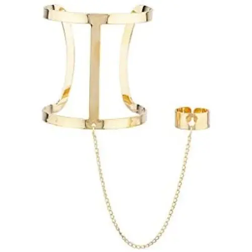 LUX ACCESSORIES Caged Cuff Hand Chain Link LUX ACCESSORIES Caged Cuff Hand Chain Link
