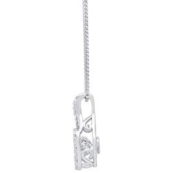 Dancing Diamond''XoXo'' Cushion Pendant Necklace in 925 Sterling Silver by Parade of Jewels (1/10 ct.tw.), 18''