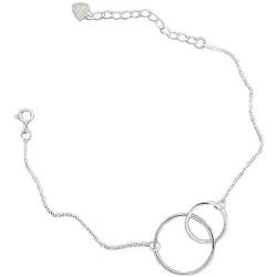 N+A Minimalist Infinity Bracelet for Women Girls 925 Sterling Silver Simple Geometric Circle Round Interlocked Charm Chain Hypoallergenic Love Jewelry Birthday Valentine Gift