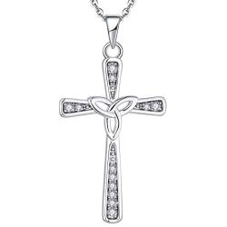 Starchenie Celtic Cross Necklace 925 Sterling Silver Women Celtic Knot Crucifix Pendant Religious Jewelry Christian Baptism Gift