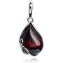 Cherry Amber Sterling Silver Pendant Necklace Chain 46 cm 18 inches