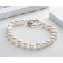 Pearl Bracelets Freshwater Cultured White Pearl Bracelet for Women Sterling Silver Heart Clasp Pearl Jewelry Gift for Girls Daughter Bridesmaid 7.1 Inches 6-7mm/7-8mm/8-9mm/9-10mm/10-11mm