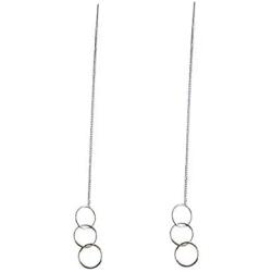 SLUYNZ 925 Sterling Silver Tri Circles Drop Dangle Earrings for Women Teen Girls Threader Earrings Chain Tassel Earrings