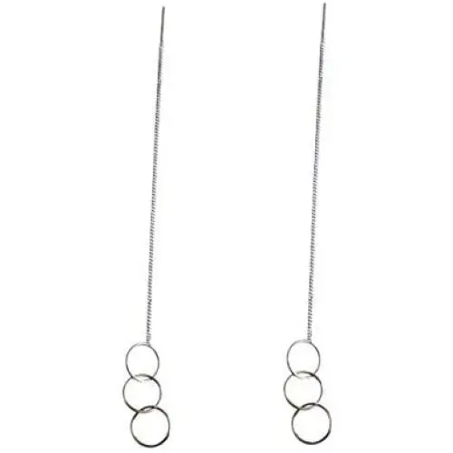 SLUYNZ 925 Sterling Silver Tri Circles Drop Dangle Earrings for Women Teen Girls Threader Earrings Chain Tassel Earrings