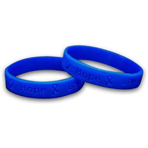 Fundraising For A Cause | Blue Rectal Cancer Bracelets - Blue Ribbon Cancer Awareness Silicone Bracelets for Adults