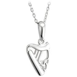 Irish Harp Necklace Celtic Irish Sterling Silver Pendant Made in Ireland