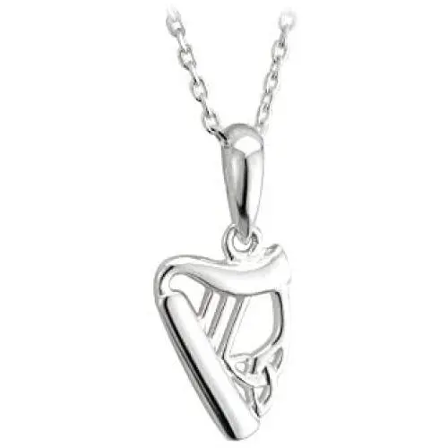 Irish Harp Necklace Celtic Irish Sterling Silver Pendant Made in Ireland