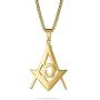 Bling Jewelry Black Oxidized Large Freemason Secret Society Square & Compass Masonic Symbol Pendant Necklace for Men Silver Gold Tone Stainless Steel with Bead Chain