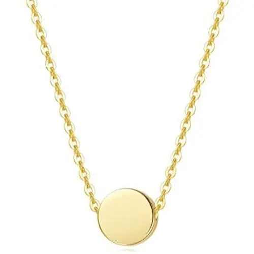 Carleen SOLID REAL 14K Yellow/Rose Gold Tiny Dot 6mm Round Small Cute Simple Coin Necklace Pendant Minimalist Dainty Everyday Fine Jewelry for Women Girls Teens, 16+2 Extender Gold Chain Carleen SOLID REAL 14K Yellow/Rose Gold Tiny Dot 6mm Round Small Cute Simple Coin Necklace Pendant Minimalist Dainty Everyday Fine Jewelry for Women Girls Teens, 16+2 Extender Gold Chain