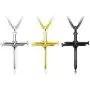 Stainless Steel Nail Cross Pendant Necklace,Mens Punk Jesus Faith Necklace Polished Gold Silver Black 24 Inch Stainless Steel Nail Cross Pendant Necklace,Mens Punk Jesus Faith Necklace Polished Gold Silver Black 24 Inch